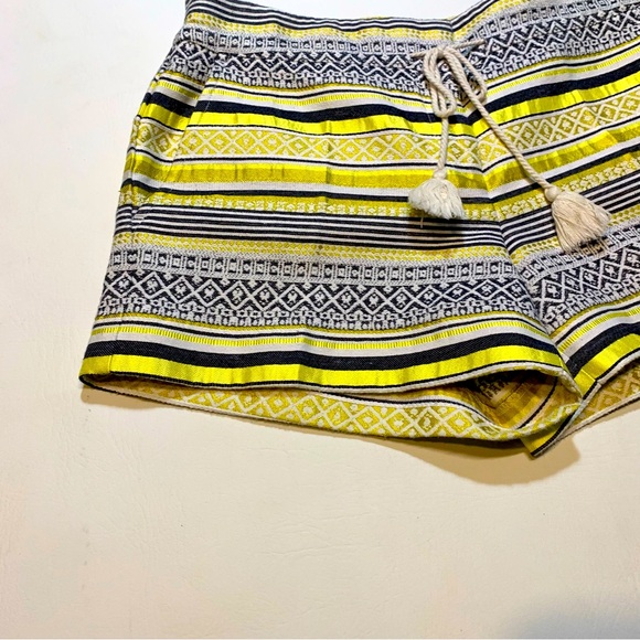 LOFT Women's Mid 4 Yellow Embroidered Striped Riviera Shorts Navy Yellow White - Picture 7 of 10